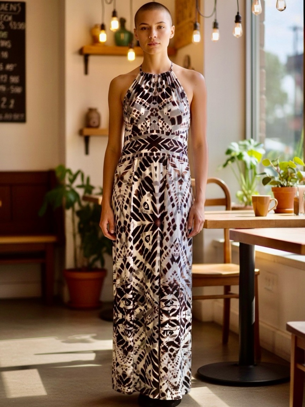 London Times Boho chic spaghetti strap, maxi dress size 6, pair with a jacket
